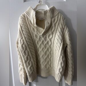 GAP Cream Cable Knit Turtleneck Sweater